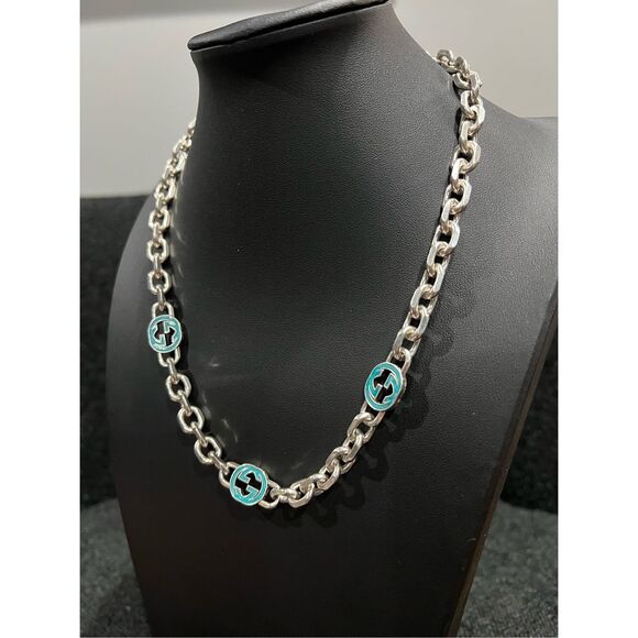 Gucci interlocking g link necklace silver tone - Picture 3 of 10